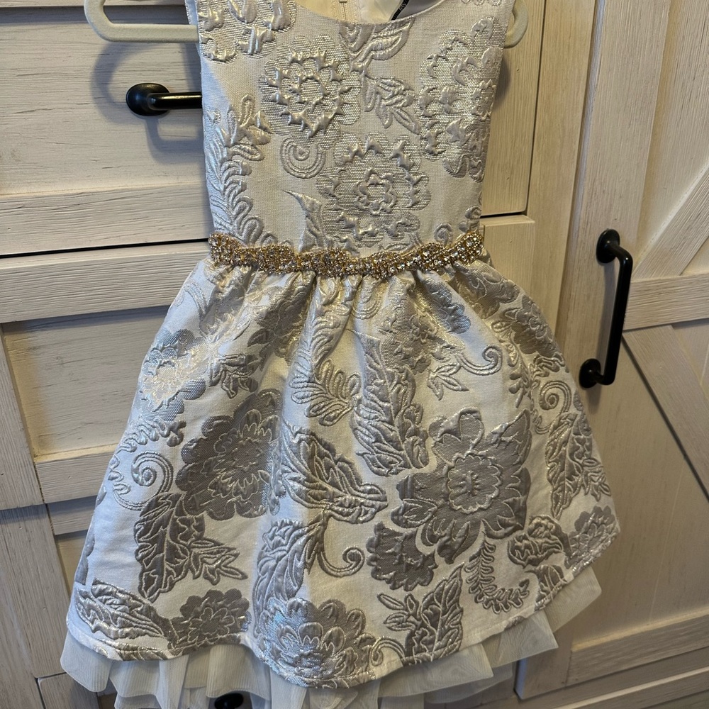Ivory dress with gold beading